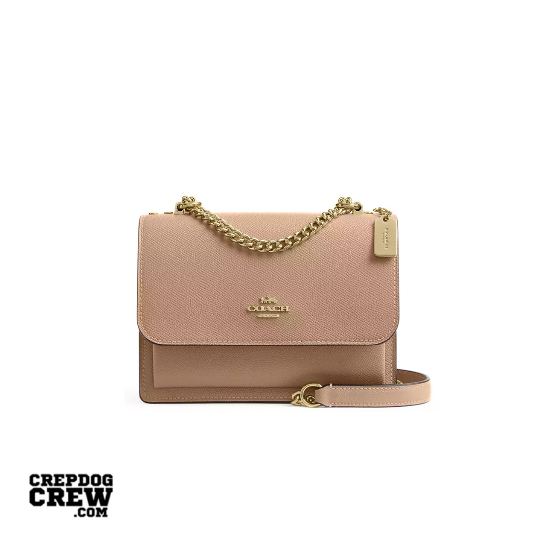 Coach Mini Klare Crossbody Bag crossgrain leather Gold Taupe