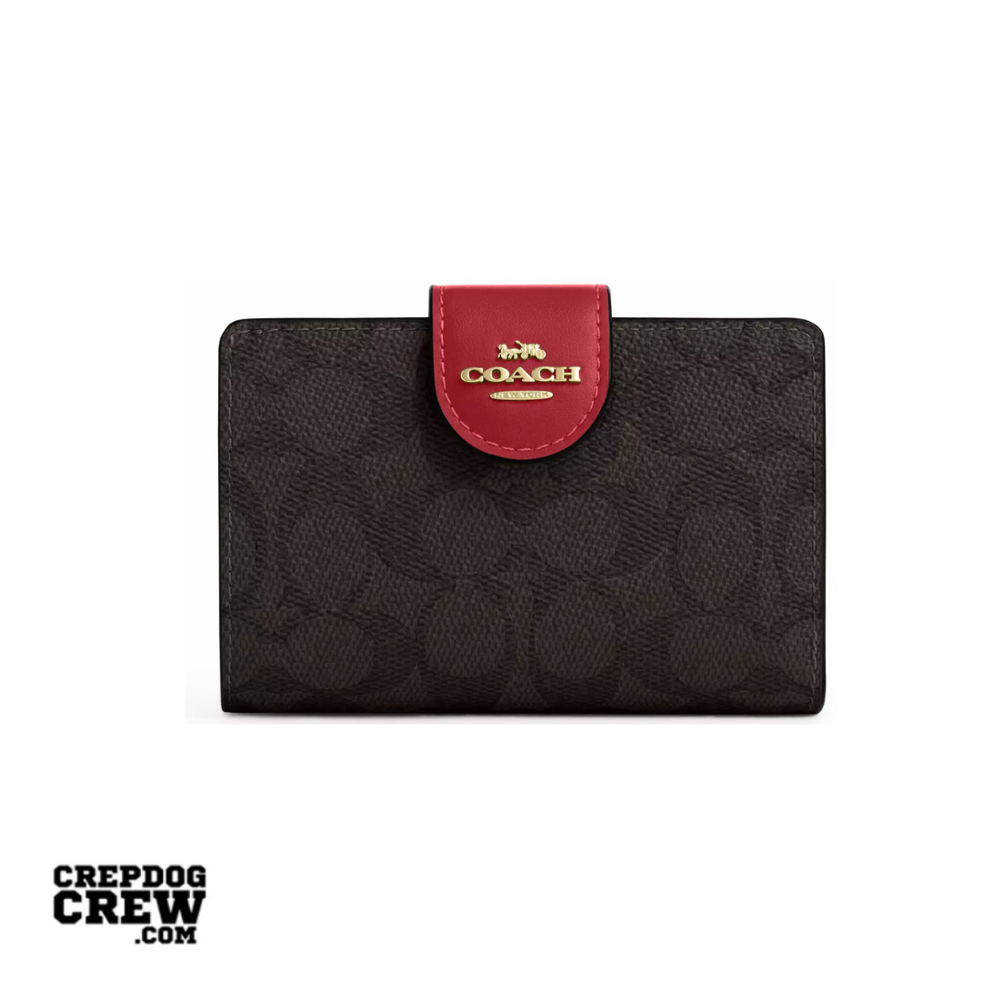 Coach Medium Corner Zip Wallet In Signature Canvas Gold