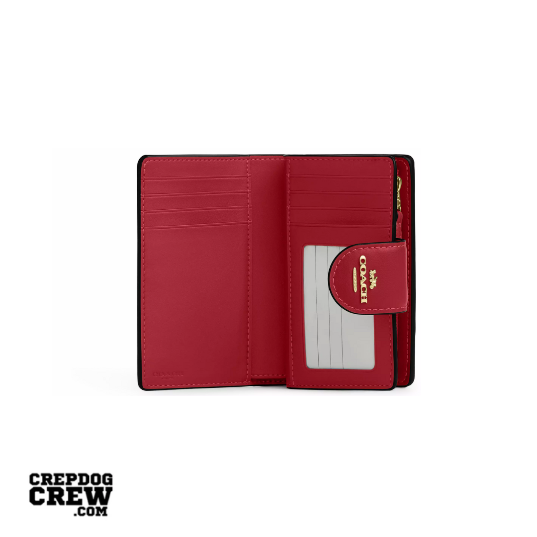 Coach Medium Corner Zip Wallet In Signature Canvas Gold