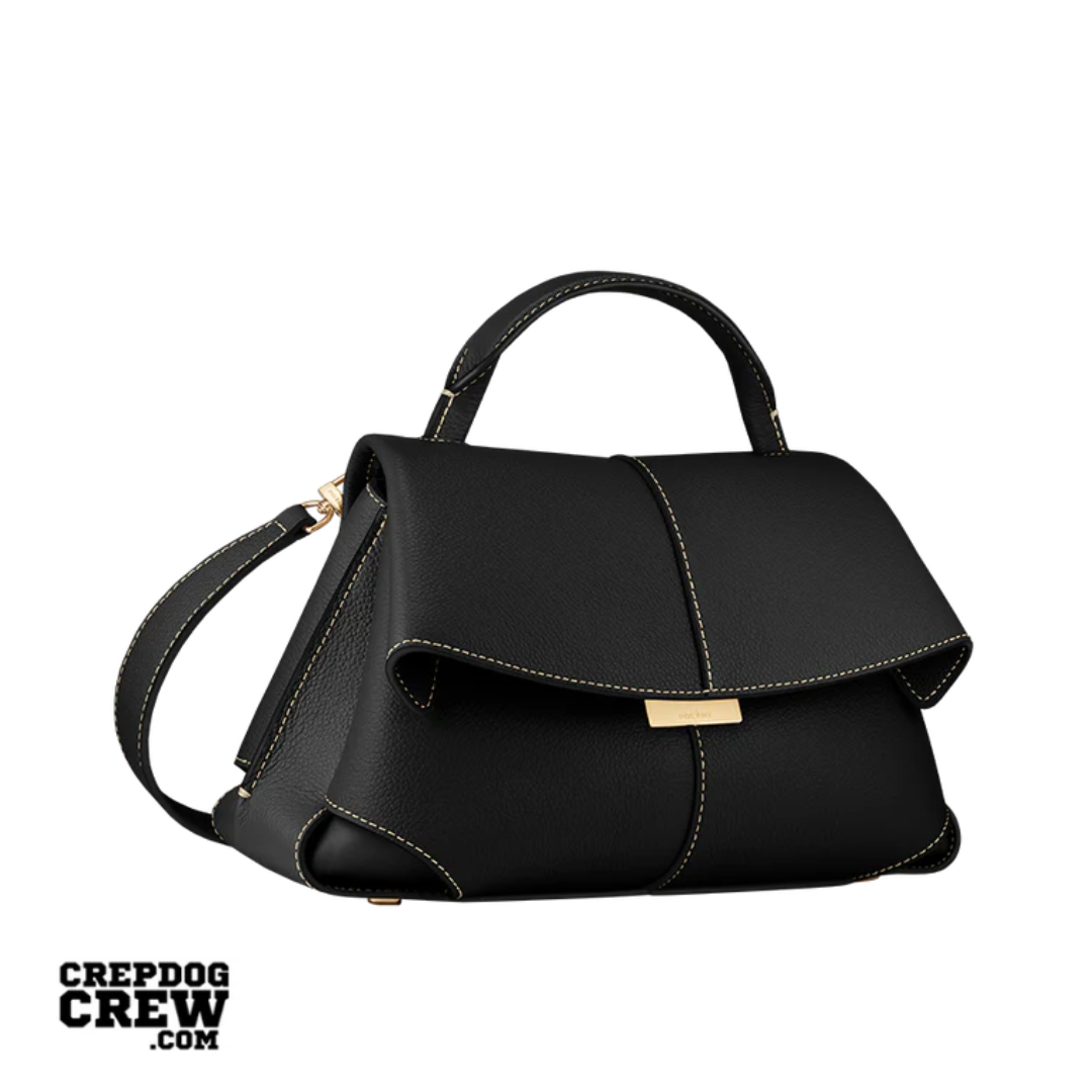 polene Mokki Mini Edition Textured Black with Ecru Stitching