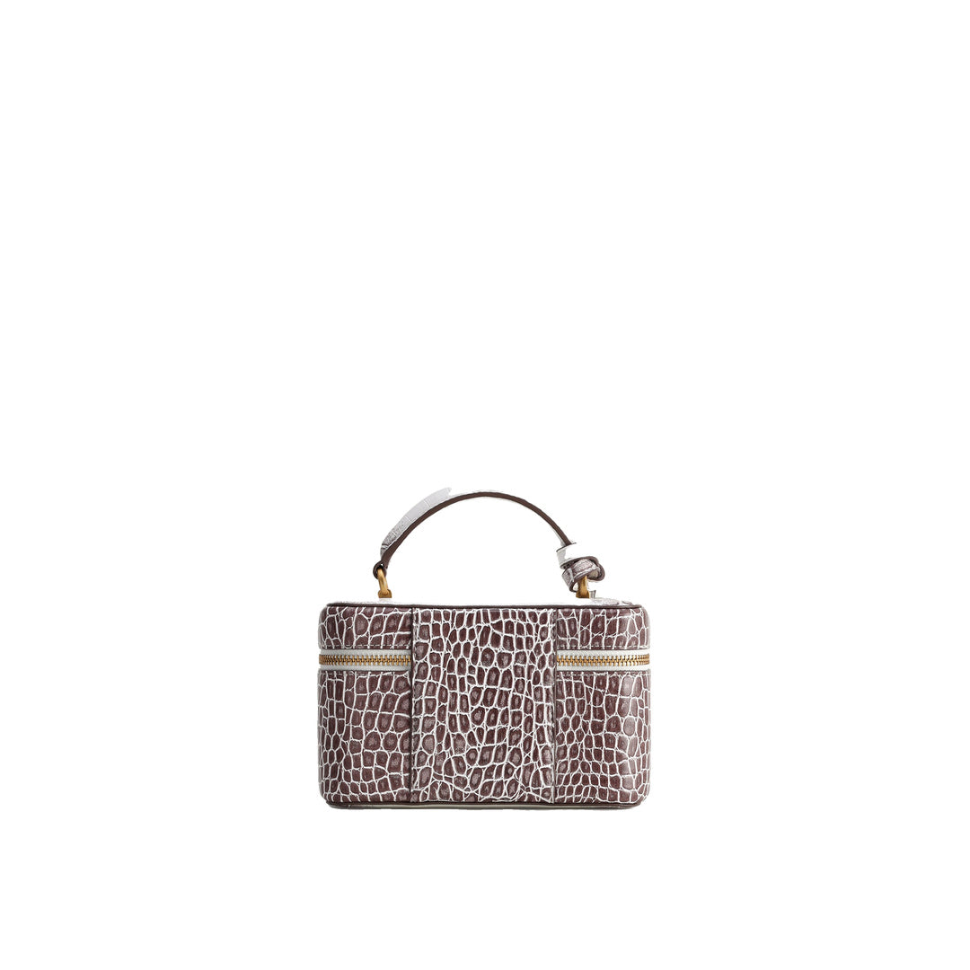 JW PEI Cleo Box Shape Top Handle Bag - White Croc