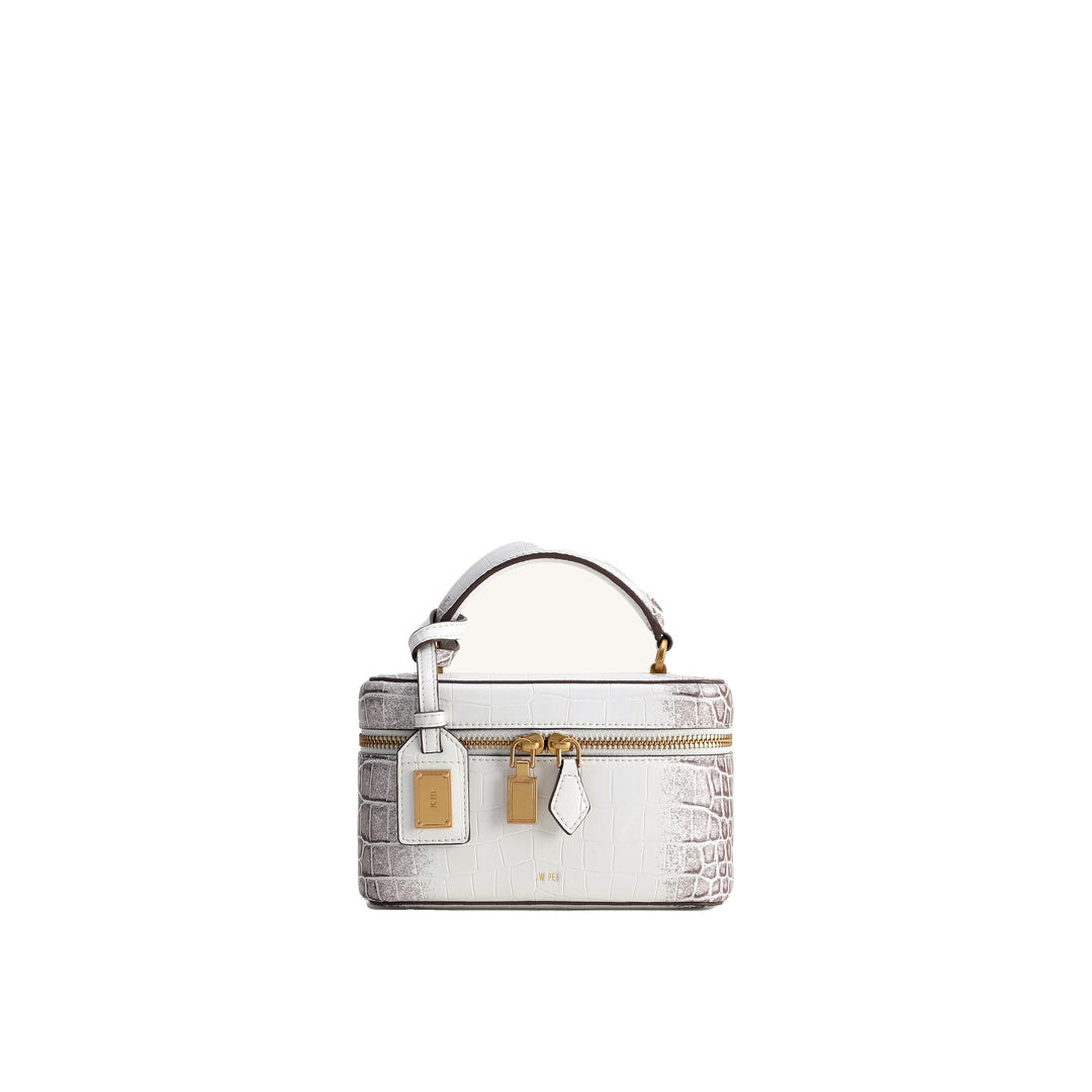 JW PEI Cleo Box Shape Top Handle Bag - White Croc