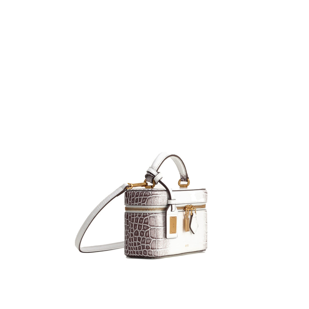 JW PEI Cleo Box Shape Top Handle Bag - White Croc