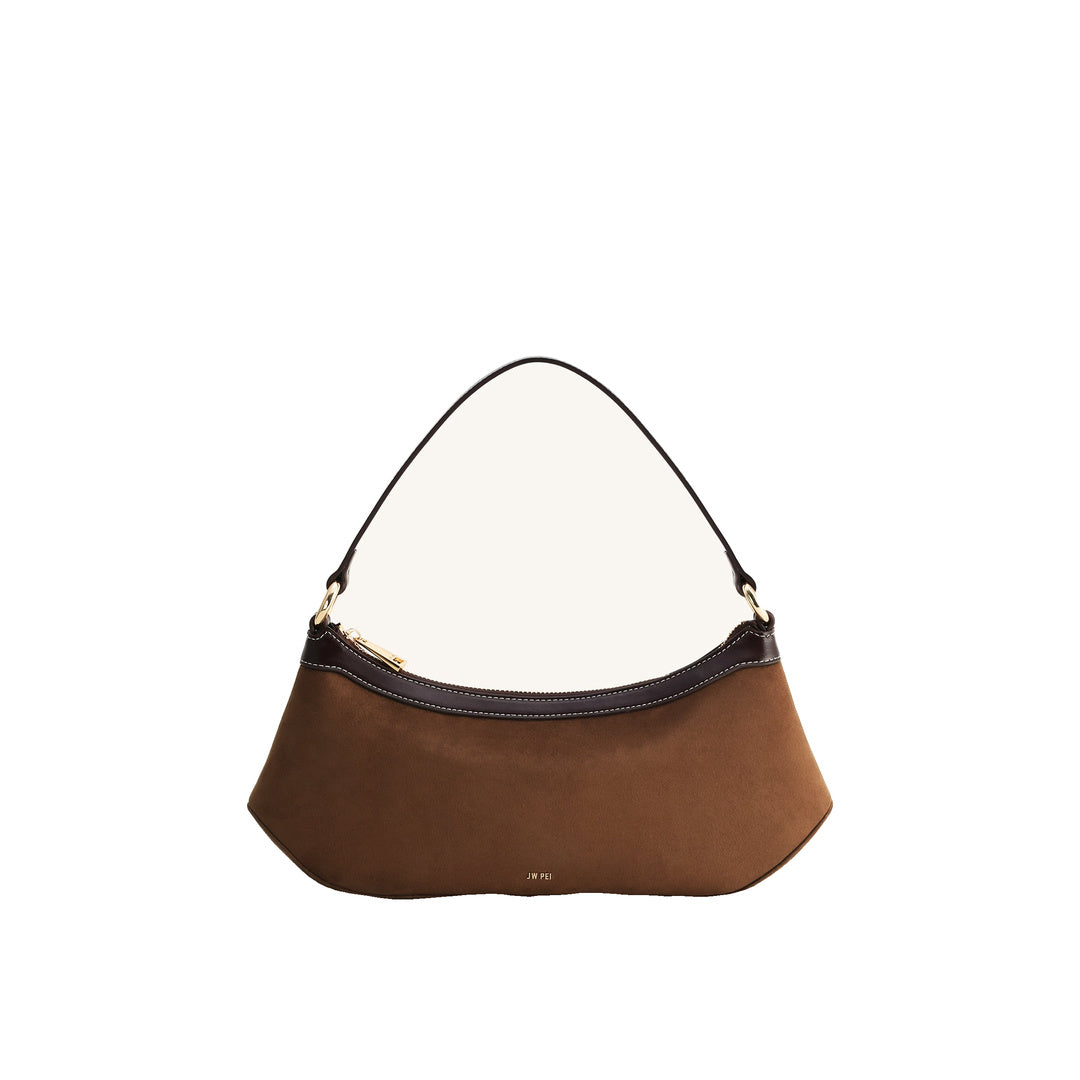 JW PEI Lily Faux Suede Shoulder Bag - Dark Brown