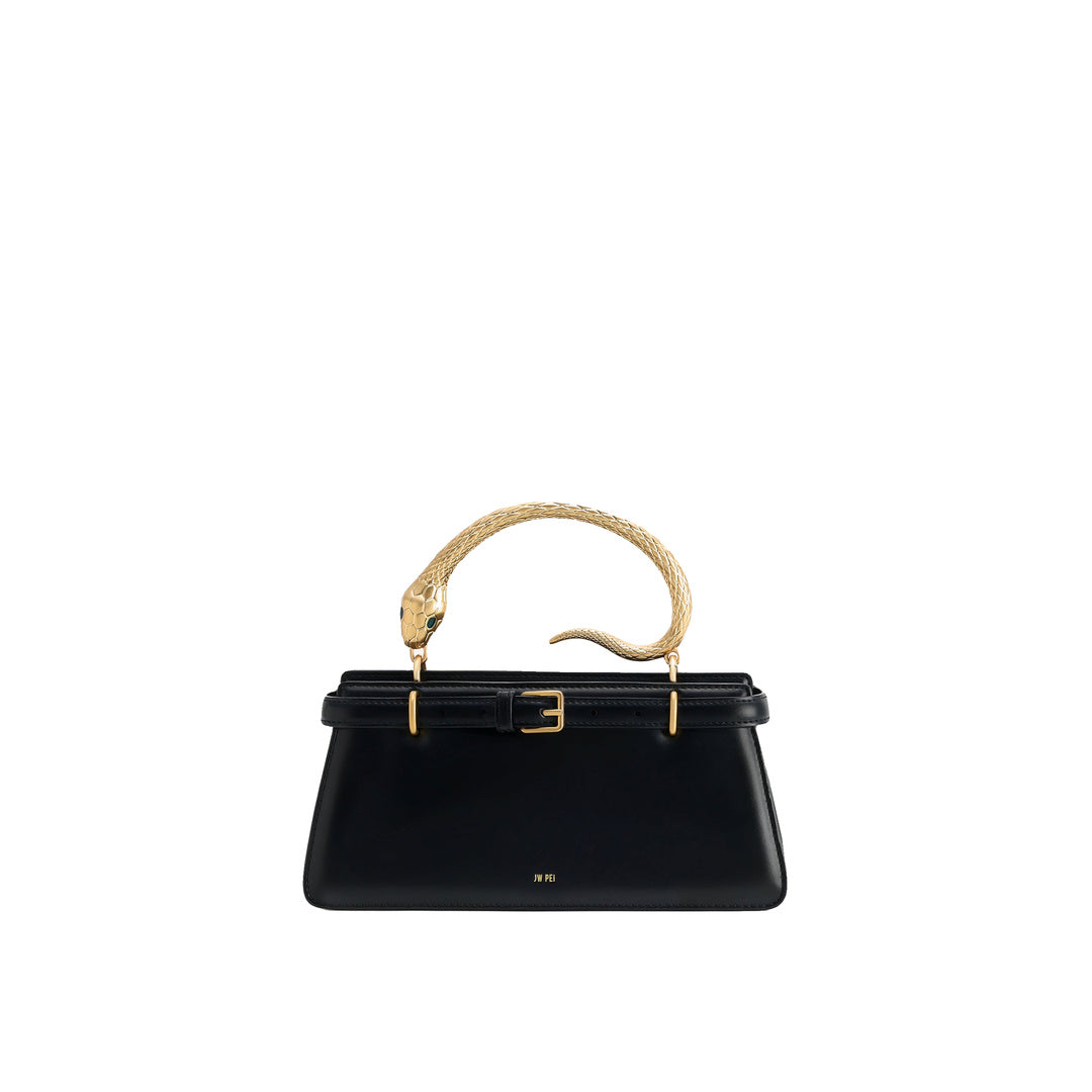 JW PEI Elena Snake Handle Top Handle Bag - Black