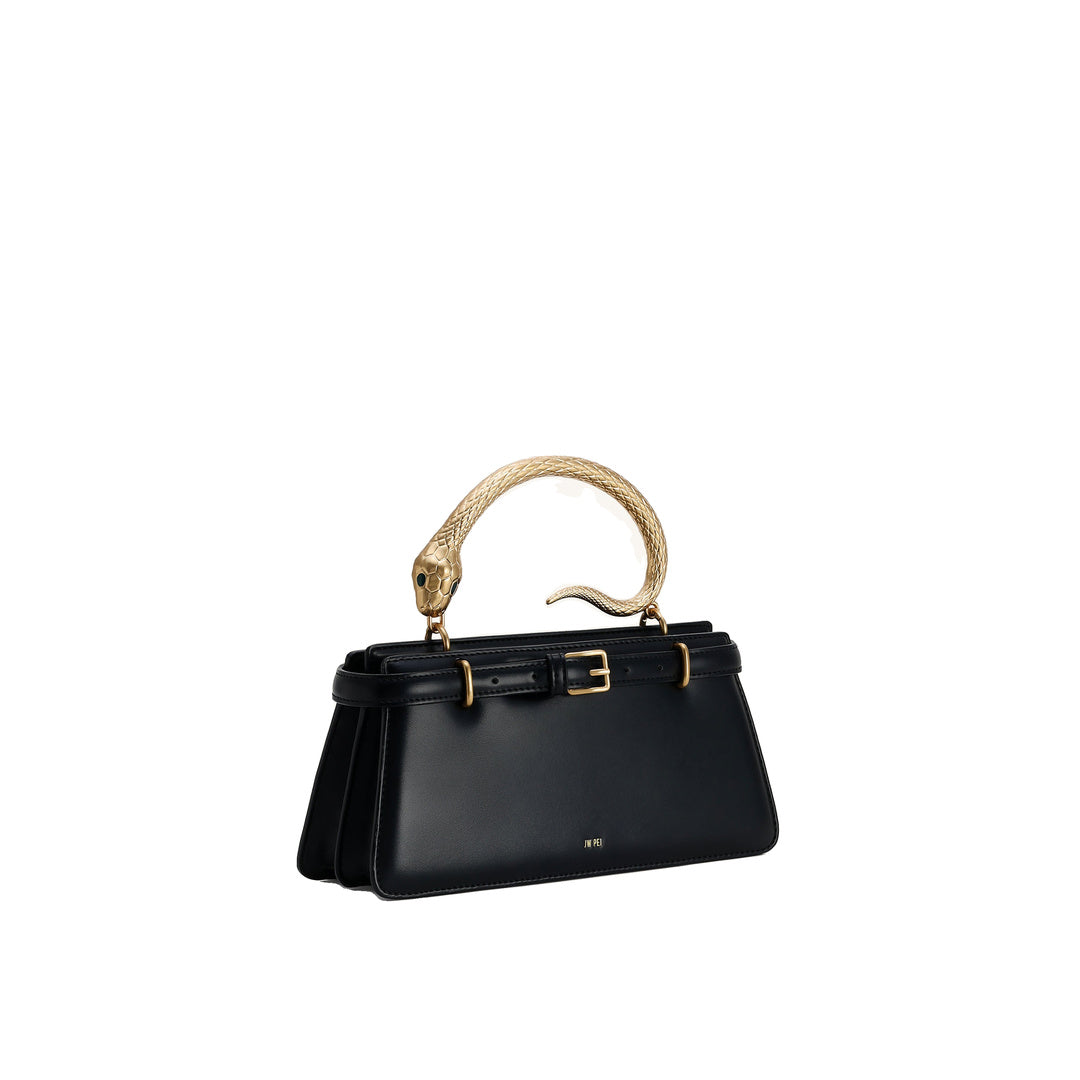 JW PEI Elena Snake Handle Top Handle Bag - Black