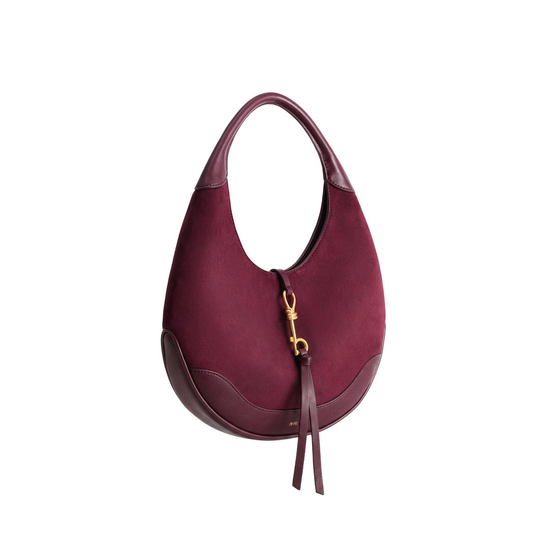 JW PEI Colette Faux Suede Crescent Hobo Bag - Deep Claret