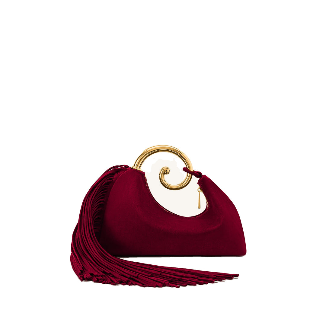 JW PEI Nell Fringe Hardware Top Handle Bag - Burgundy
