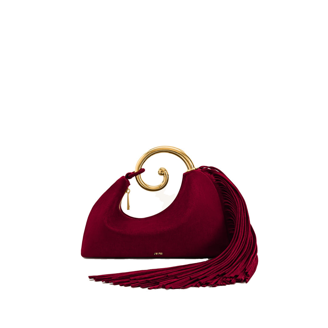 JW PEI Nell Fringe Hardware Top Handle Bag - Burgundy