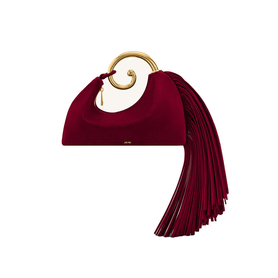 JW PEI Nell Fringe Hardware Top Handle Bag - Burgundy
