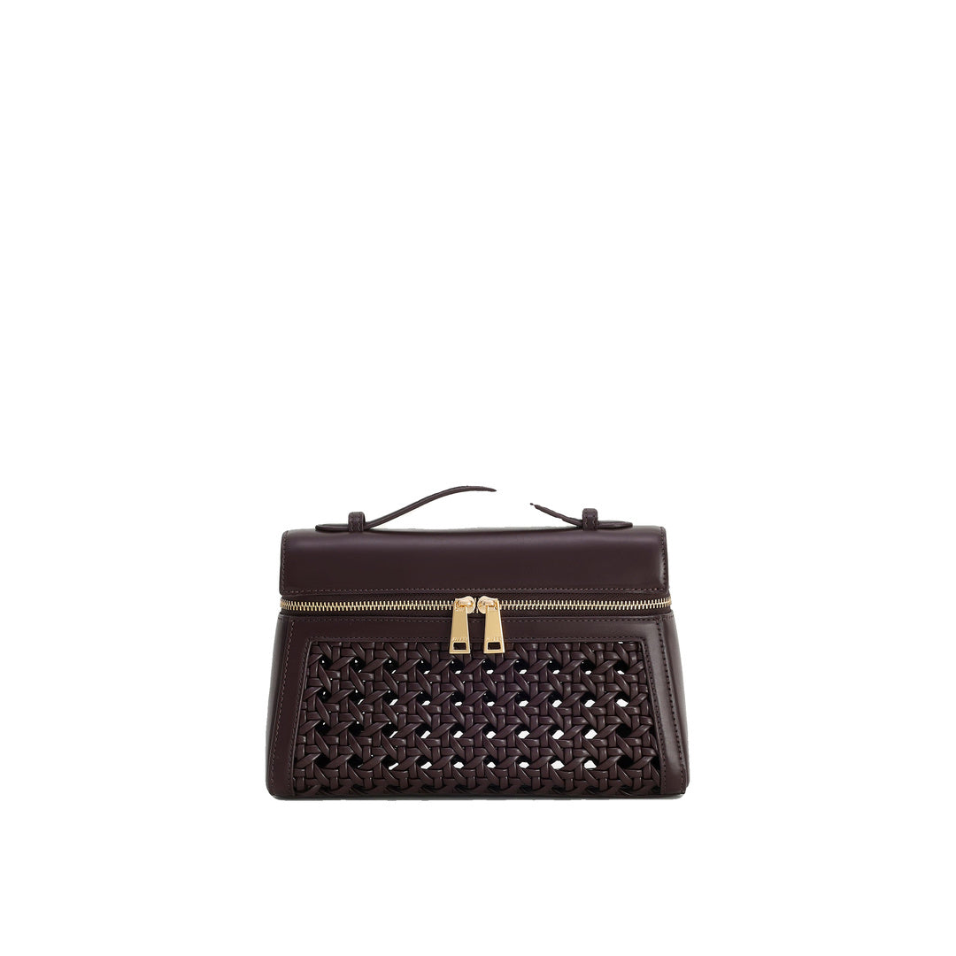 JW PEI Thea Large Woven Top Handle Bag - Dark Red