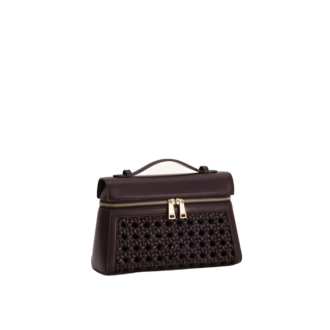 JW PEI Thea Large Woven Top Handle Bag - Dark Red
