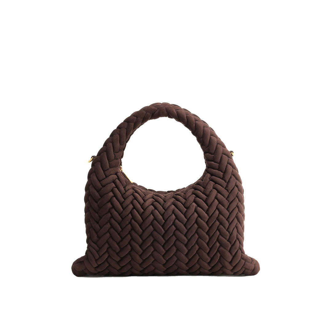 JW PEI Cora Faux Suede Quilting Handle Bag - Dark Brown