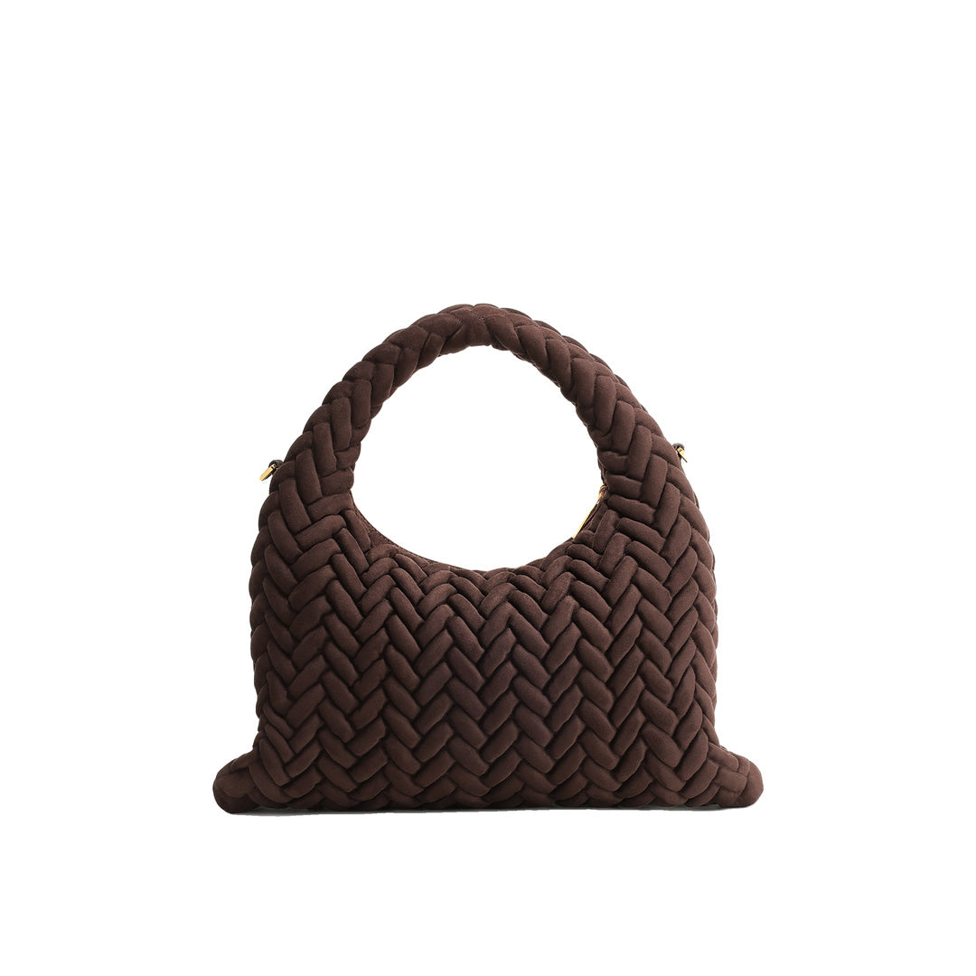 JW PEI Cora Faux Suede Quilting Handle Bag - Dark Brown