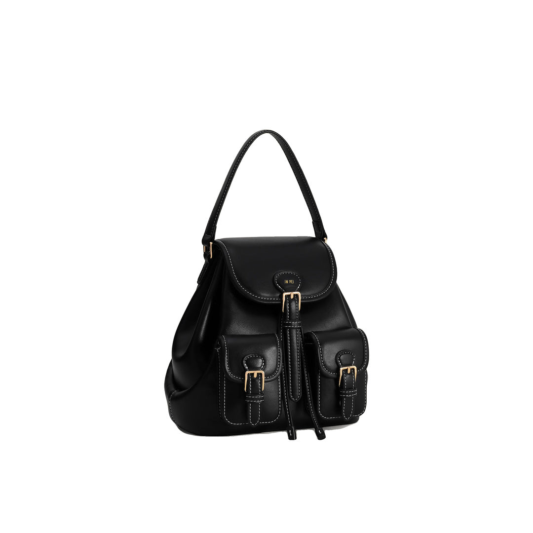 JW PEI Harper Buckle Pocket Backpack - Black