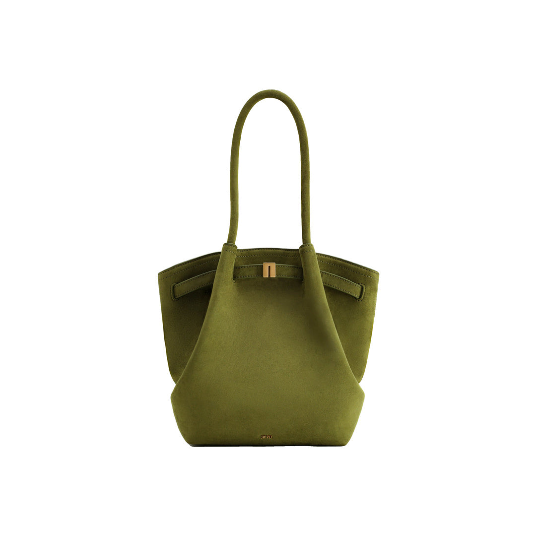JW PEI Hana Column Faux Suede Tote Bag - Olive Green