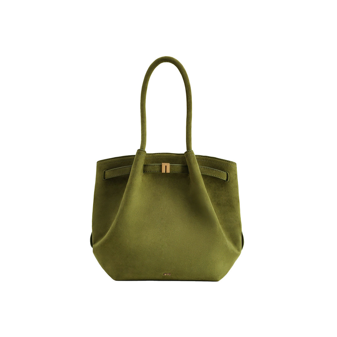 JW PEI Hana Column Faux Suede Tote Bag - Olive Green