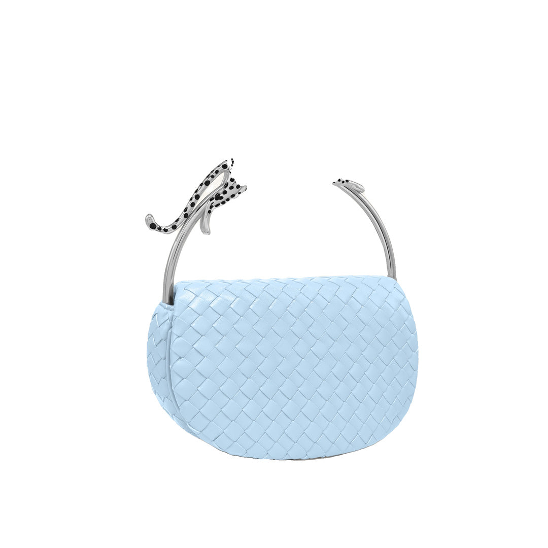 JW PEI Ione Woven Leopard Shaped Top Handle Bag - Light Blue
