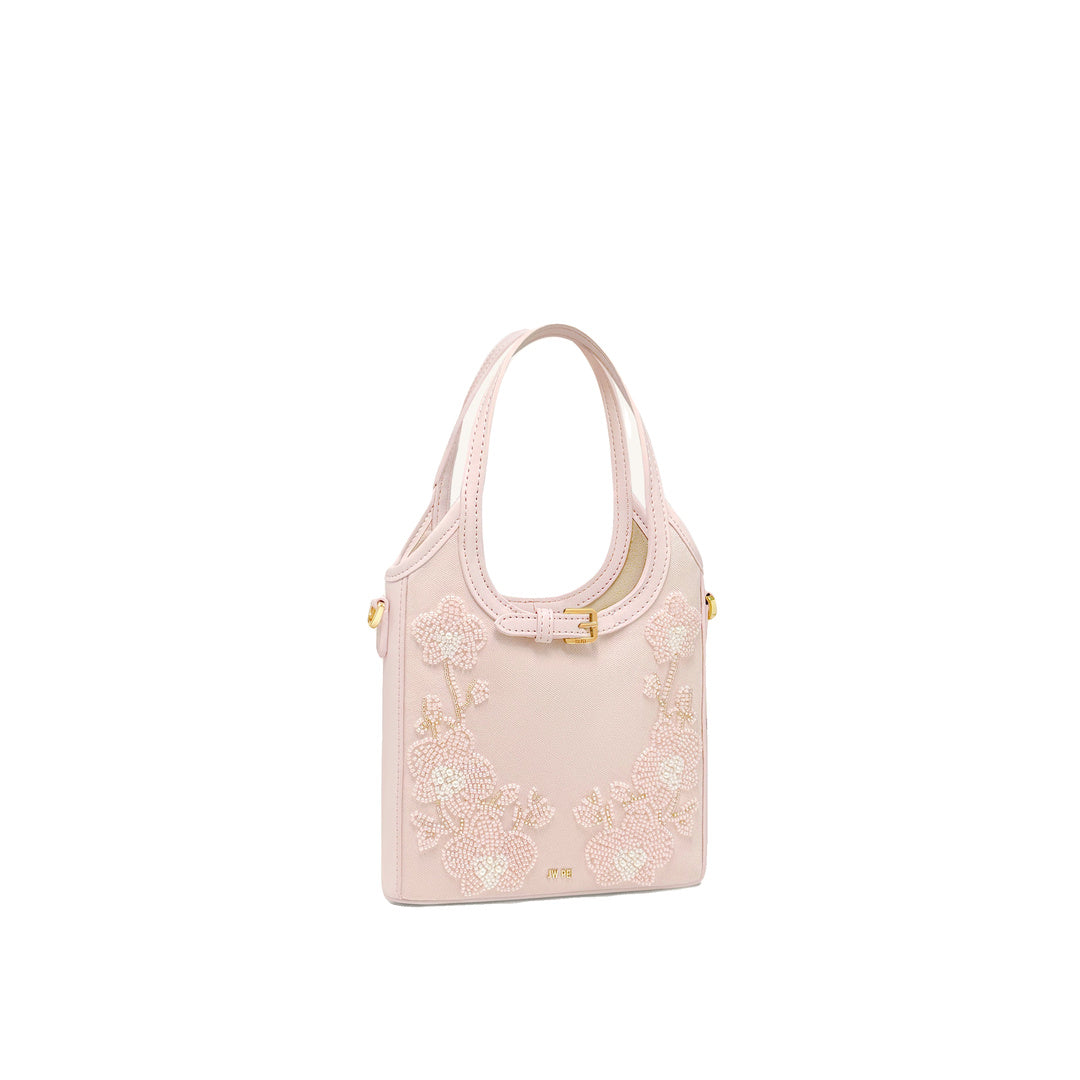 JW PEI Brooke Mini Belted Embellished Orchid Beaded Top Handle Bag - Pink