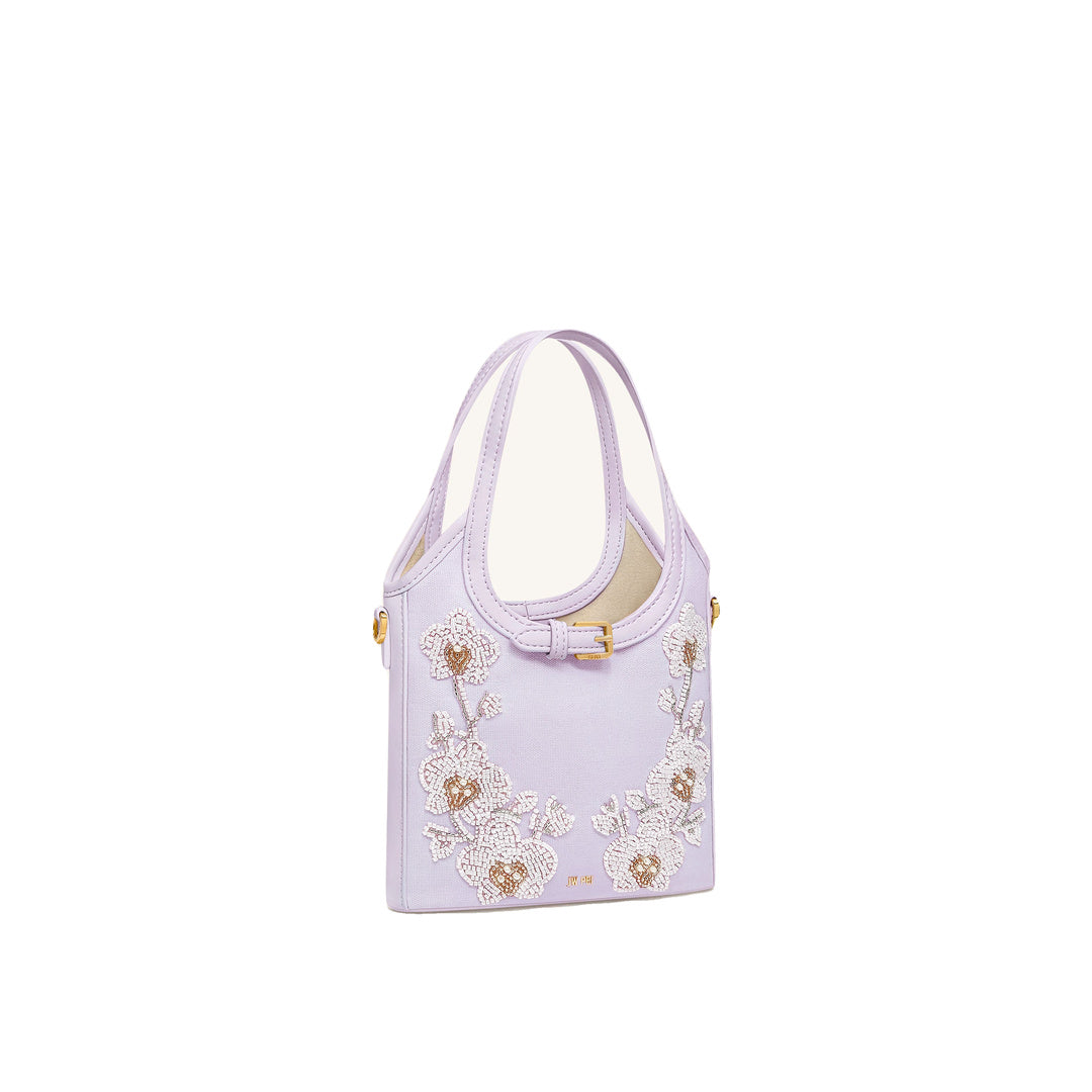 JW PEI Brooke Mini Belted Embellished Orchid Beaded Top Handle Bag - Lavender