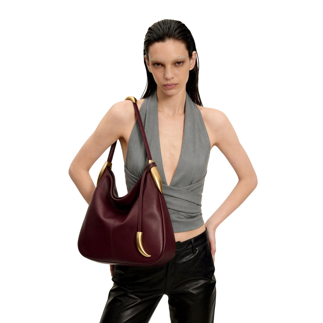 JW PEI Nina Metal Charm Hobo Bag - Burgundy