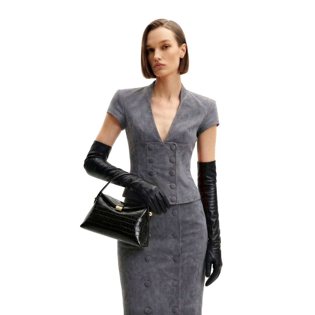 JW PEI Talia Top Handle Bag - Black Croc