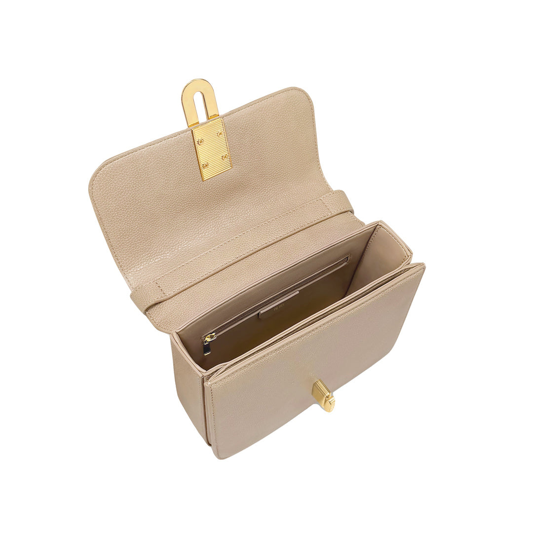 JW PEI Evania Lock Pebbled Shoulder Bag - Khaki