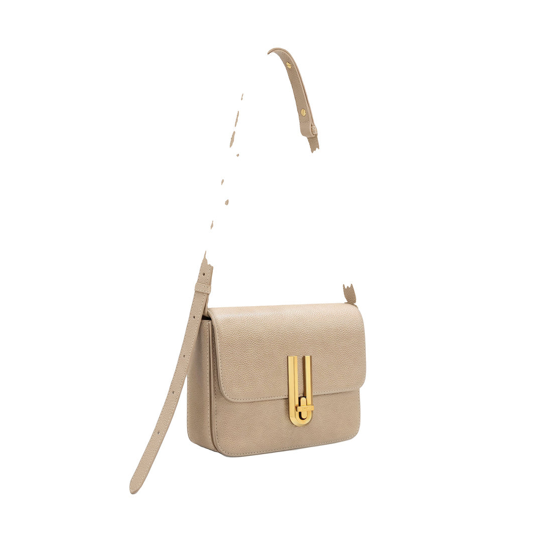 JW PEI Evania Lock Pebbled Shoulder Bag - Khaki