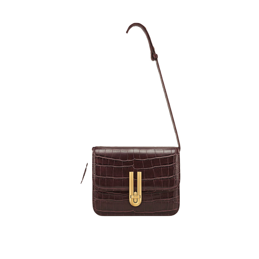 JW PEI Evania Lock Shoulder Bag - Burgundy Croc