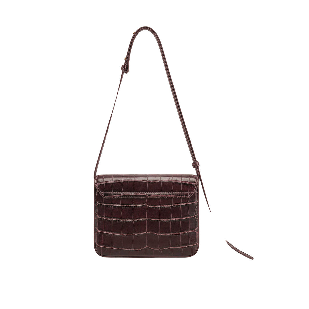 JW PEI Evania Lock Shoulder Bag - Burgundy Croc