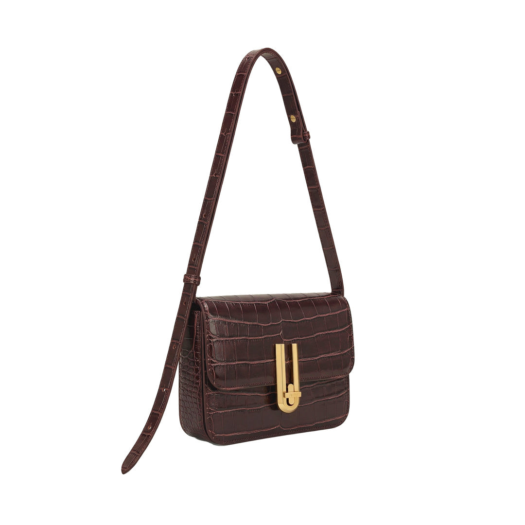 JW PEI Evania Lock Shoulder Bag - Burgundy Croc
