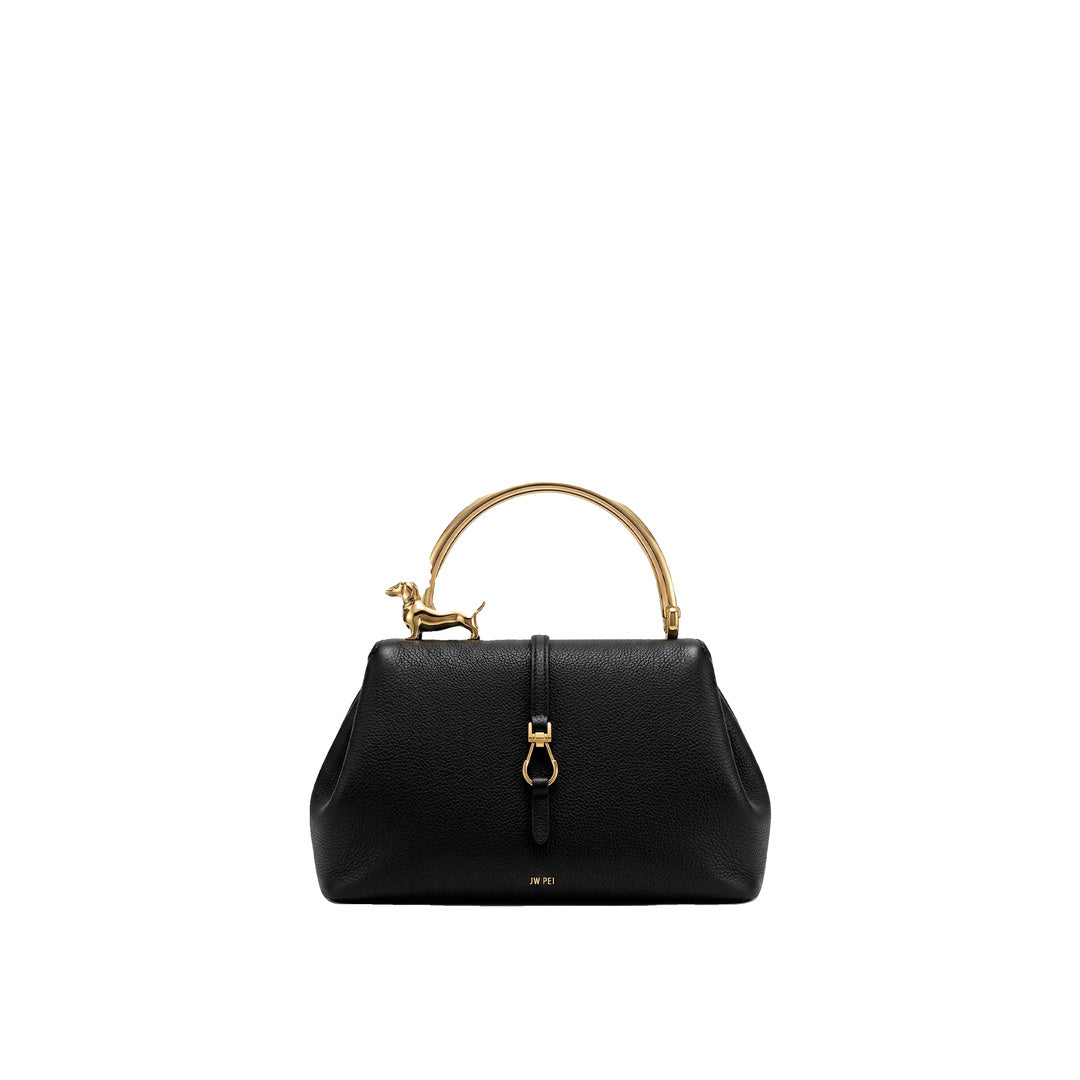JW PEI Bruna Dachshund Metal Handle Top Handle Bag - Black
