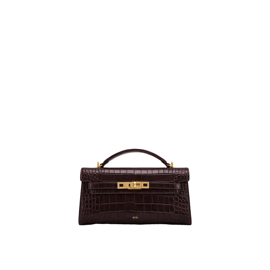 JW PEI Noor Top Handle Bag - Dark Brown Croc