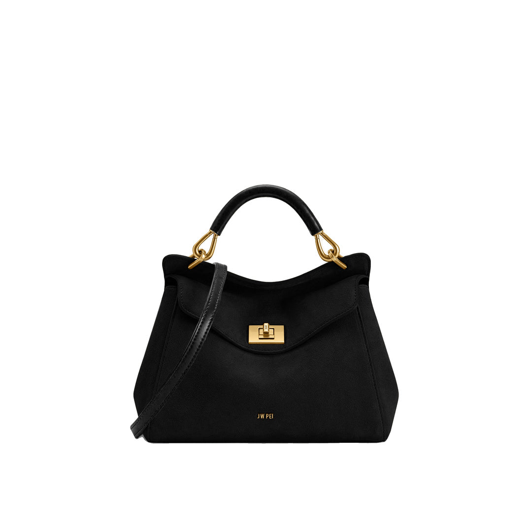 JW PEI Lucia Classic Faux Suede Top Handle Bag - Black
