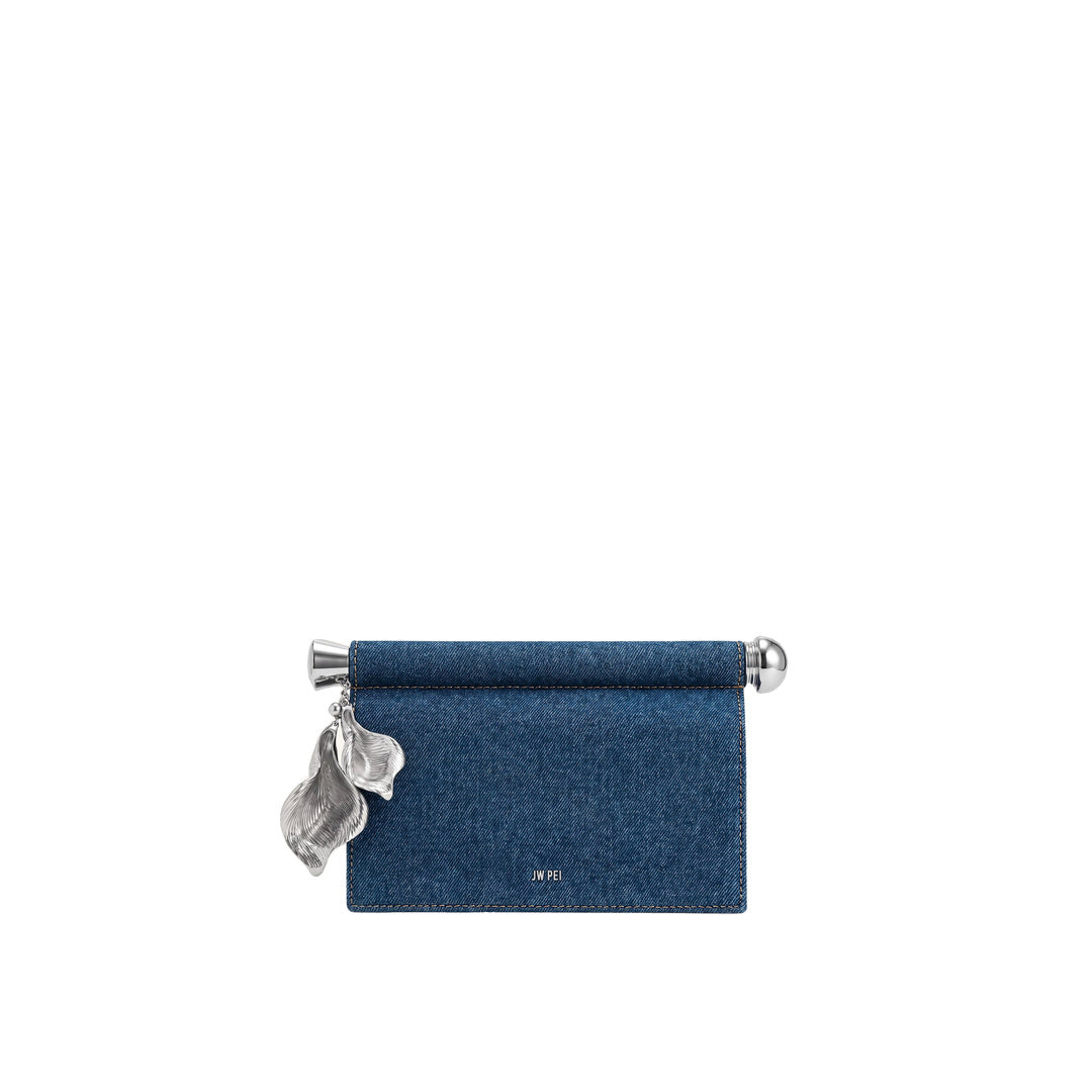 JW PEI Holly Metal Pendant Embellished Clutch - Blue Denim