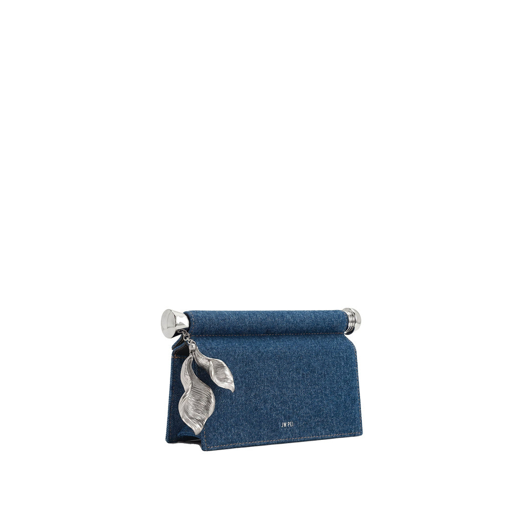 JW PEI Holly Metal Pendant Embellished Clutch - Blue Denim