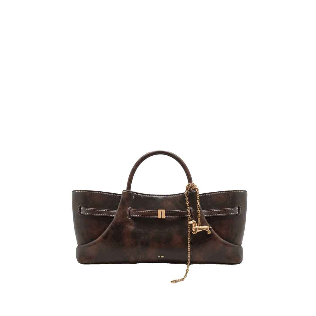 JW PEI Maeve Dachshund Metal Charm Tote Bag - Deep Coffee