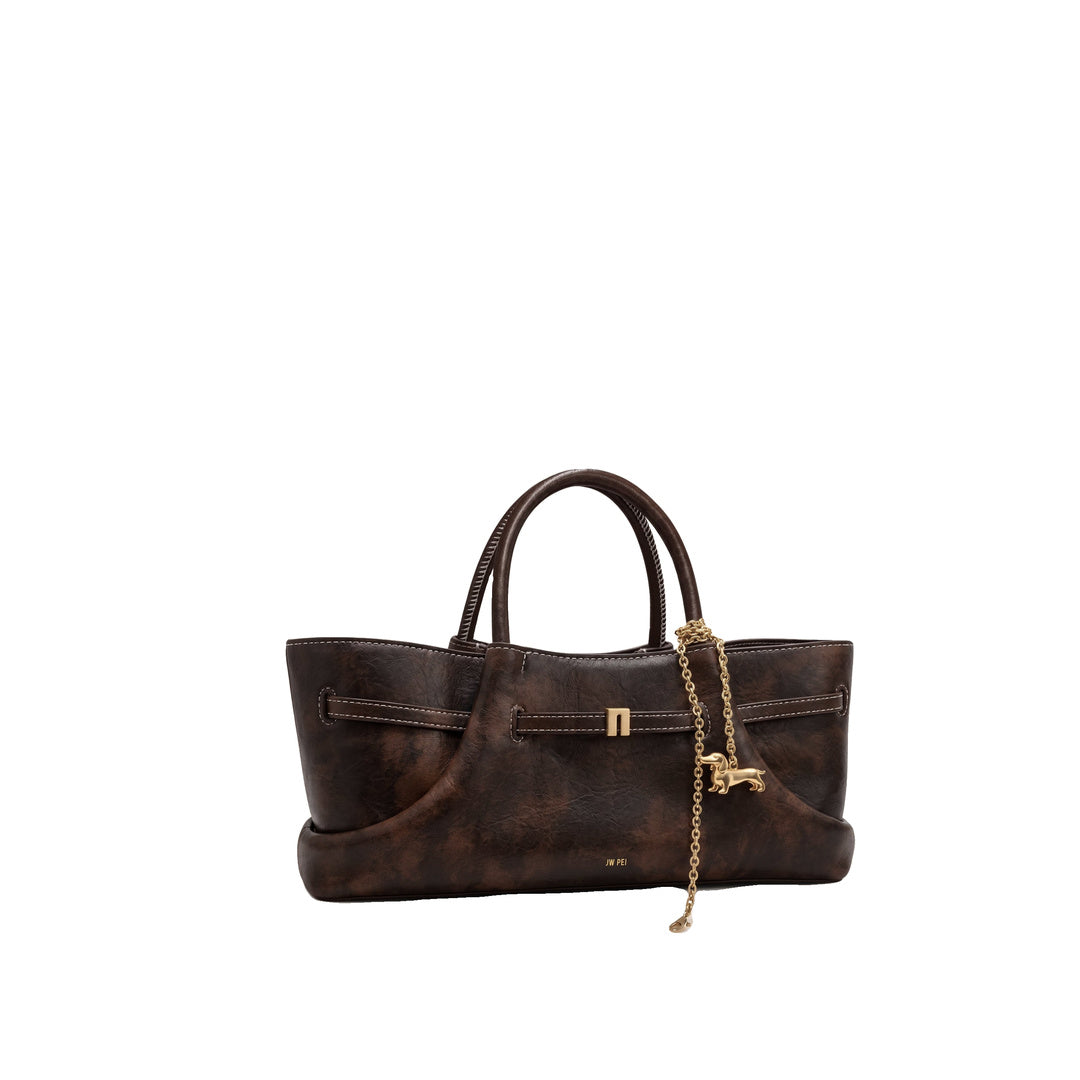 JW PEI Maeve Dachshund Metal Charm Tote Bag - Deep Coffee