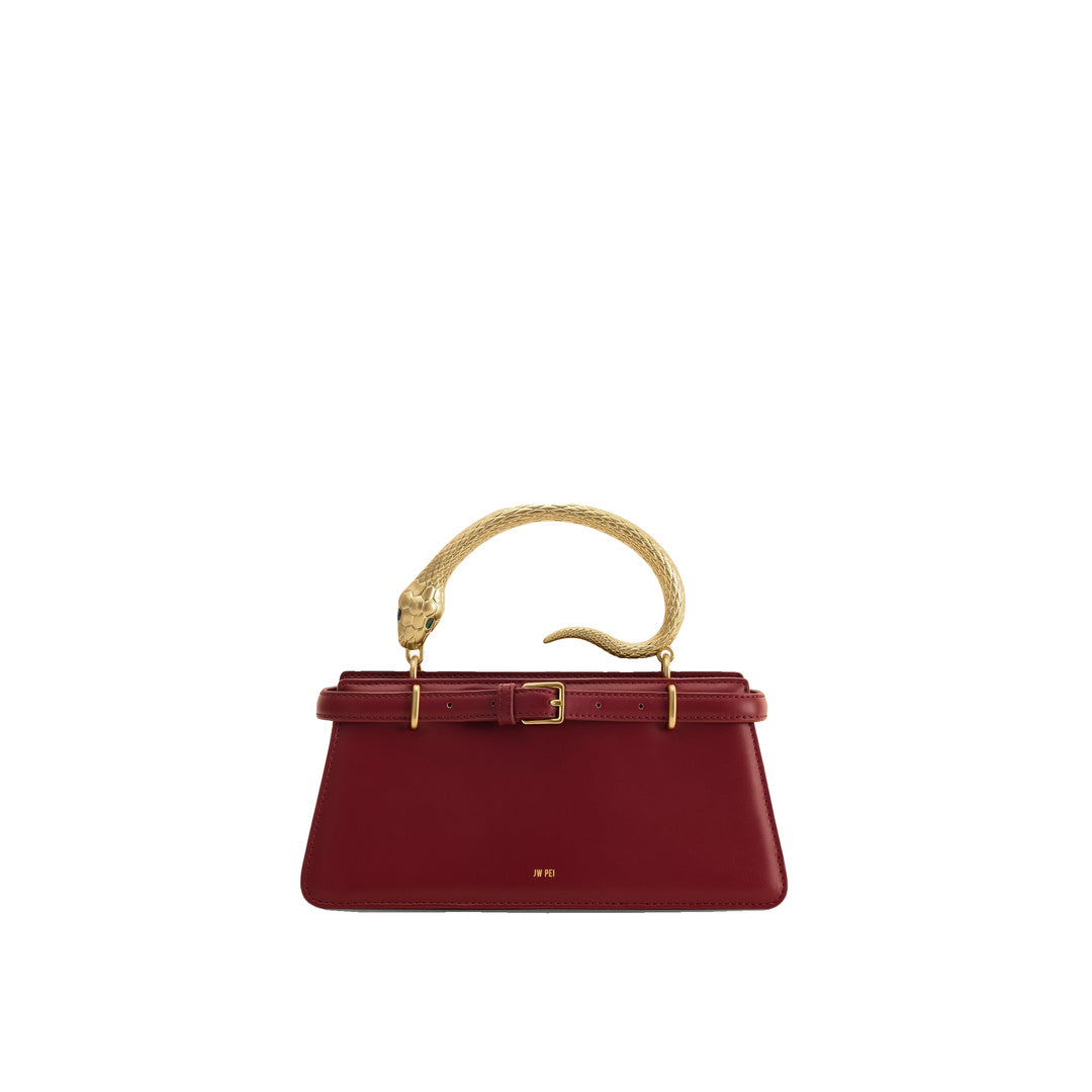 JW PEI Elena Snake Handle Top Handle Bag - Wine Red