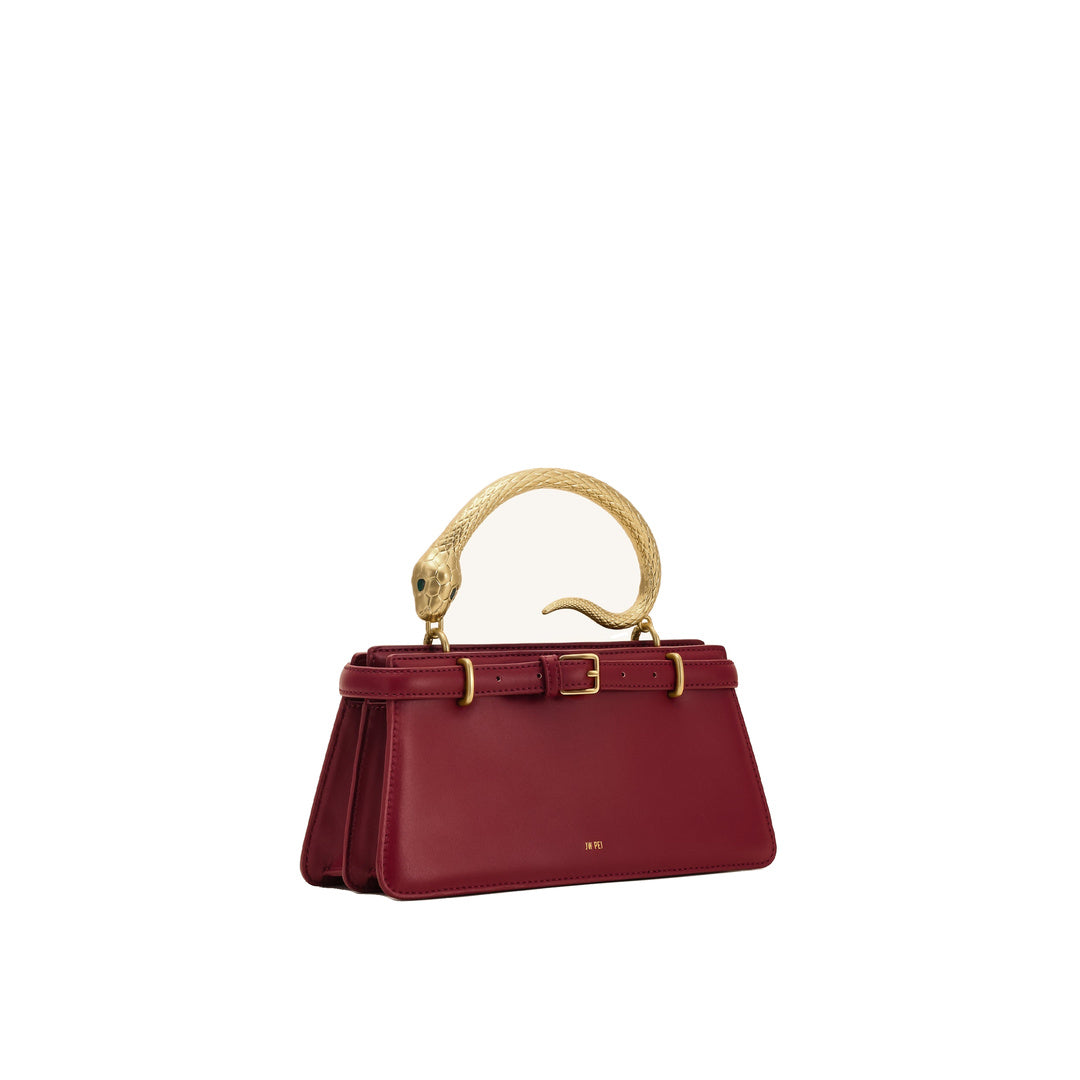 JW PEI Elena Snake Handle Top Handle Bag - Wine Red