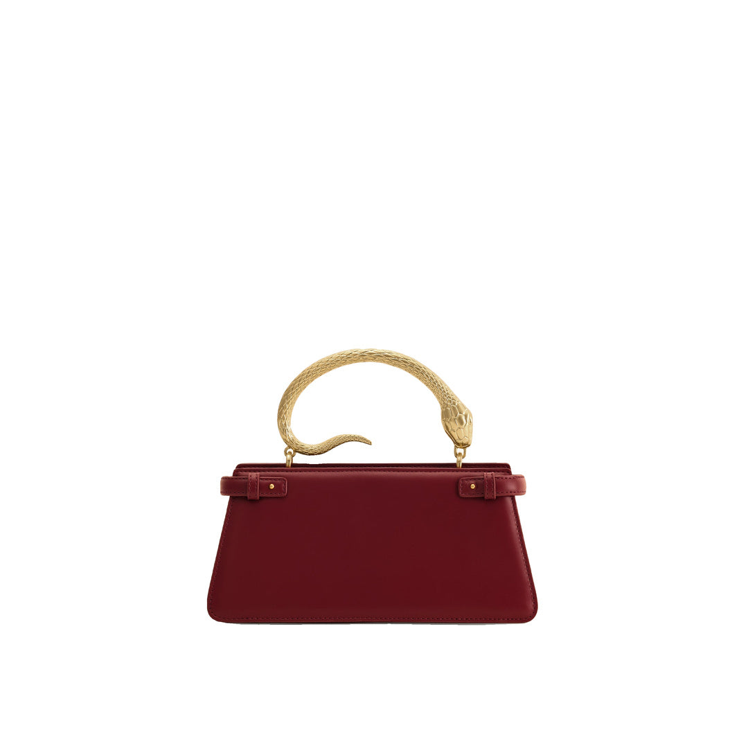 JW PEI Elena Snake Handle Top Handle Bag - Wine Red