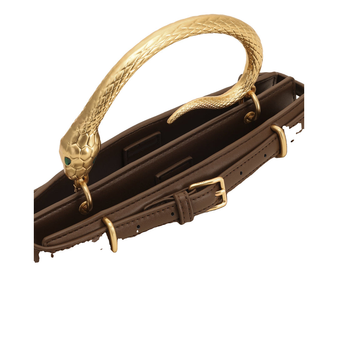JW PEI Elena Snake Handle Top Handle Bag - Dark Brown