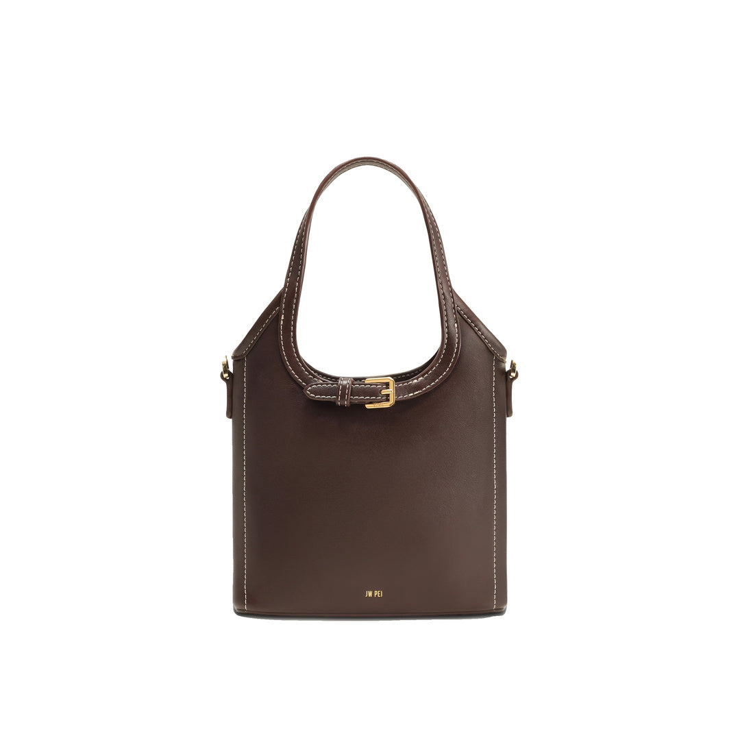 JW PEI Brooke Mini Belted Embellished Top Handle Bag - Dark Brown