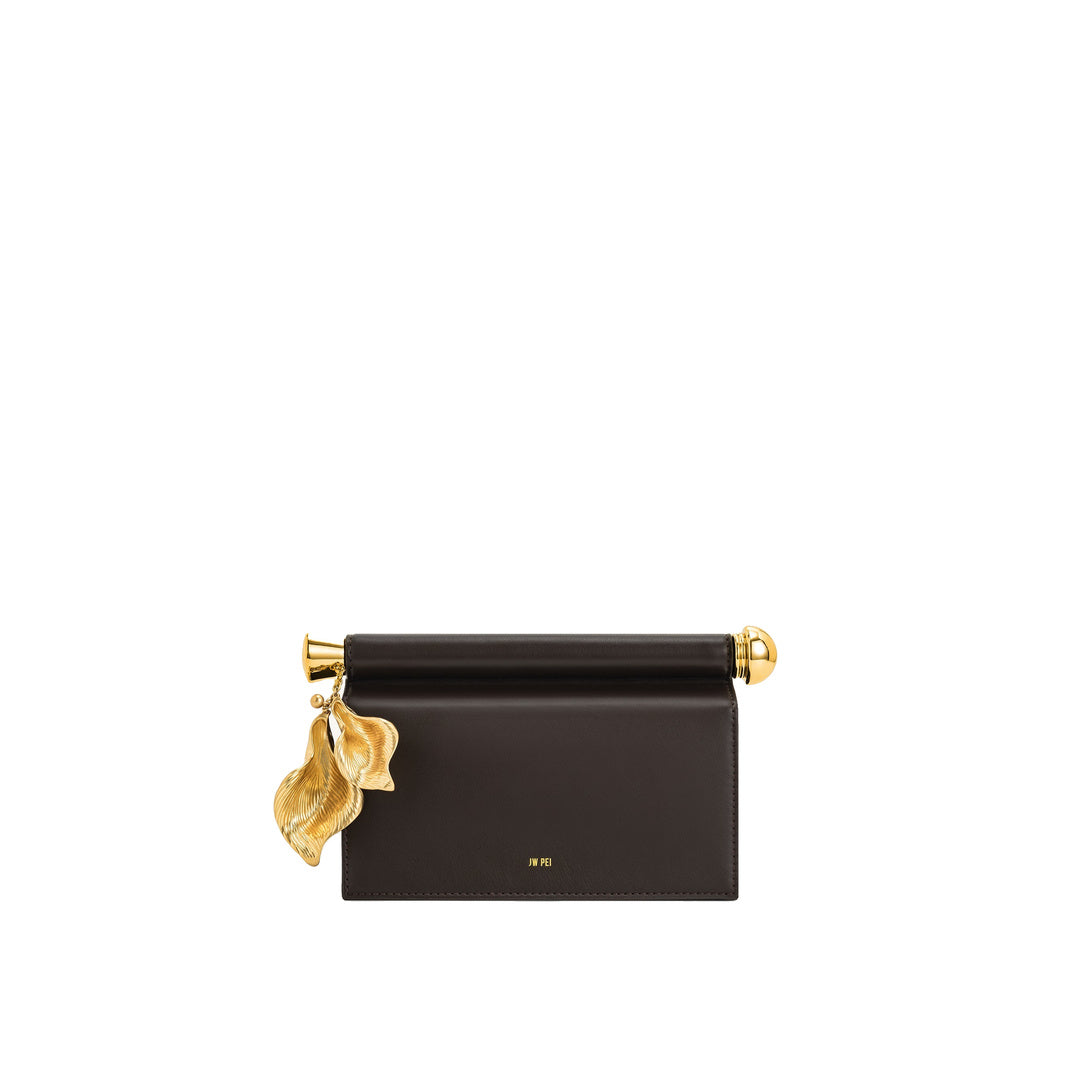 JW PEI Holly Metal Pendant Embellished Clutch - Dark Brown