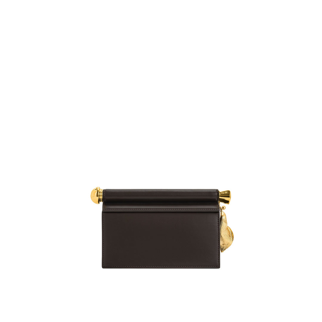 JW PEI Holly Metal Pendant Embellished Clutch - Dark Brown
