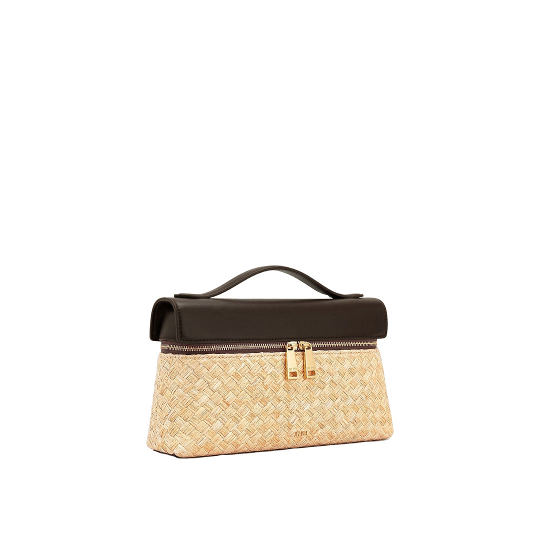 JW PEI Thea Faux Straw Top Handle Bag - Brown