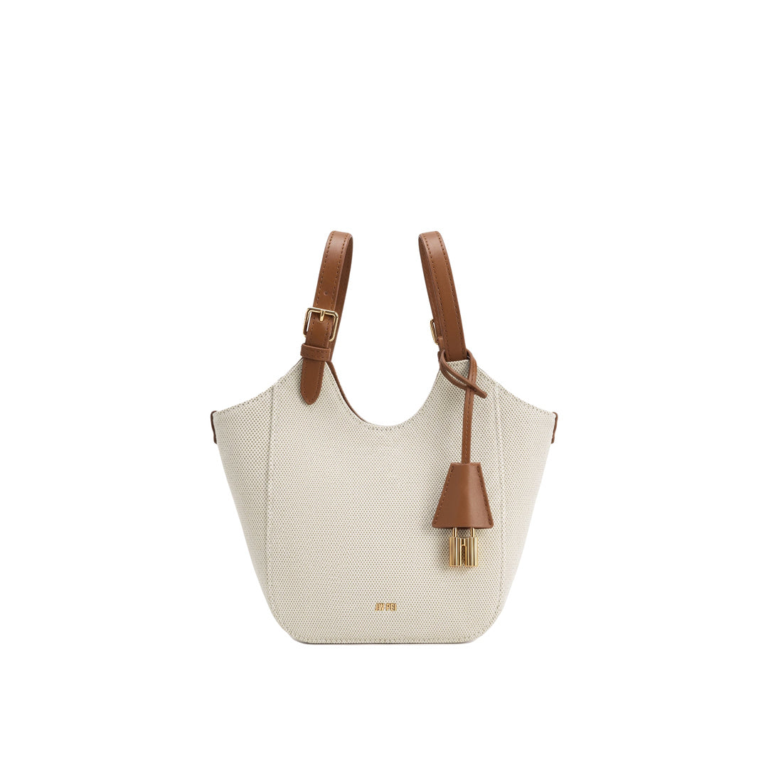 JW PEI Ines Padlock Tote Bag - Brown Canvas