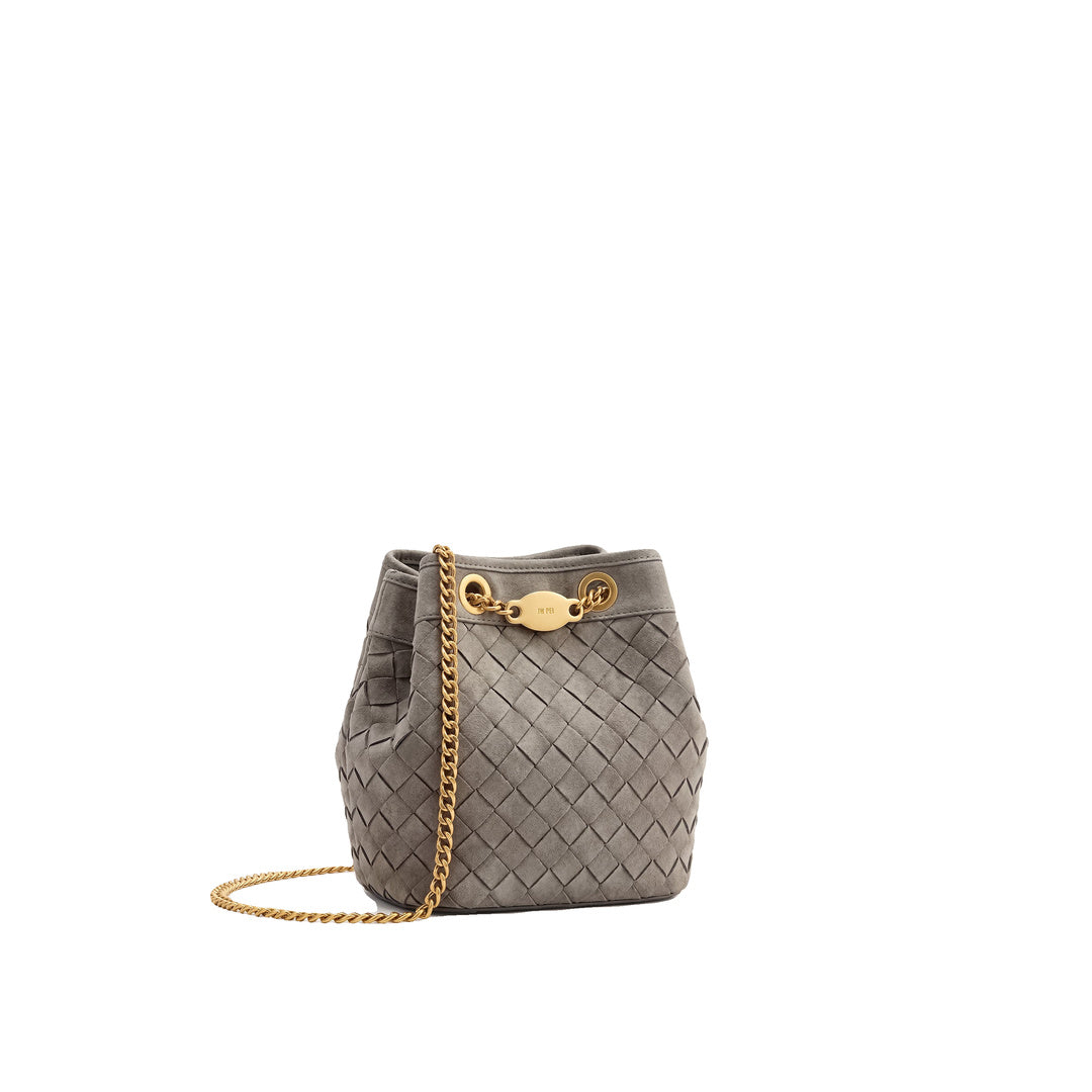 JW PEI Yara Faux Suede Hand-Woven Bucket Bag - Grey