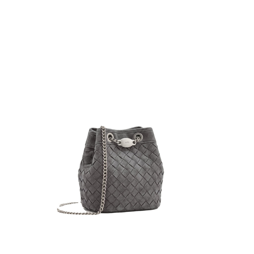 JW PEI Yara Faux Suede Hand-Woven Bucket Bag - Dark Grey