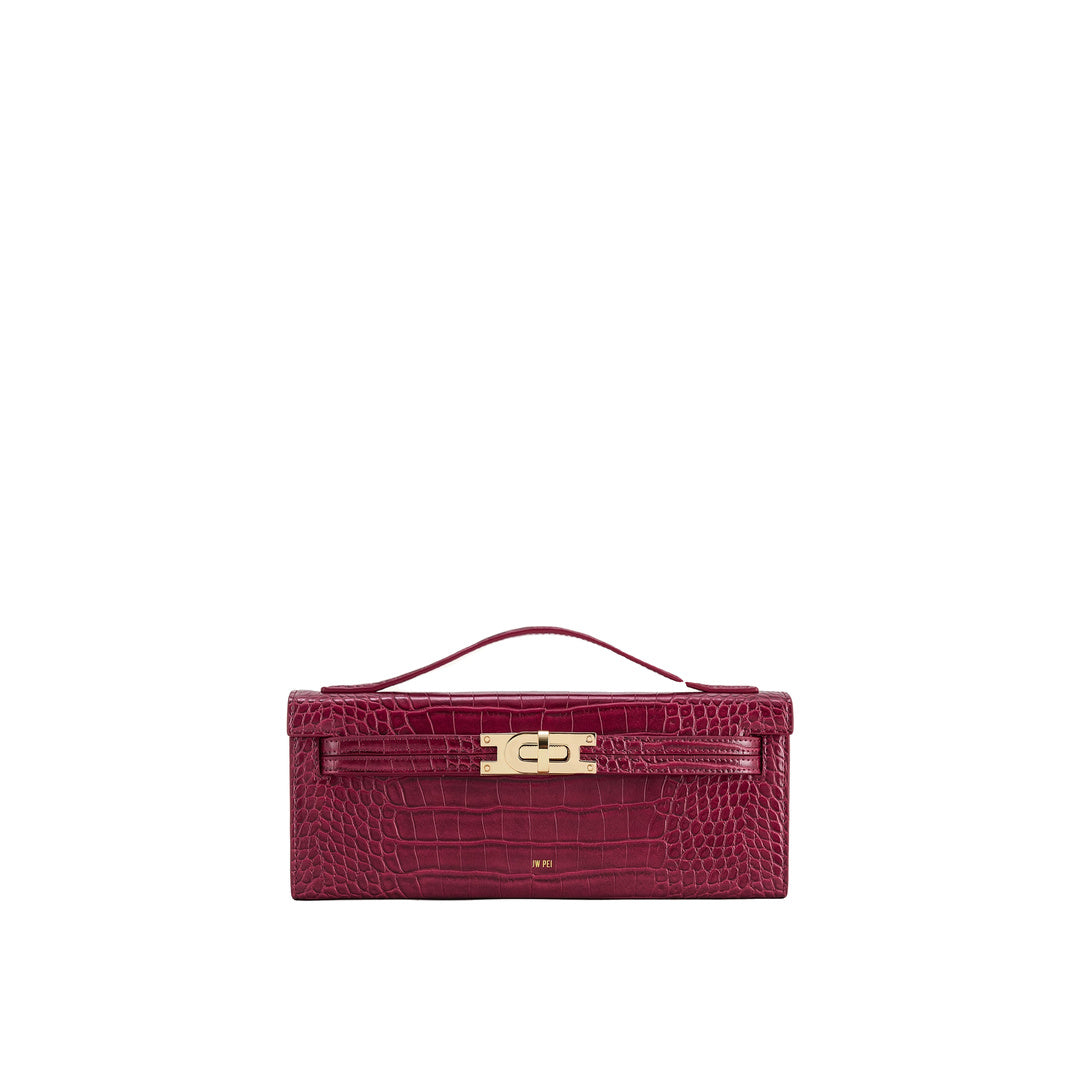 JW PEI Bria Structured Top Handle Bag - Burgundy Croc